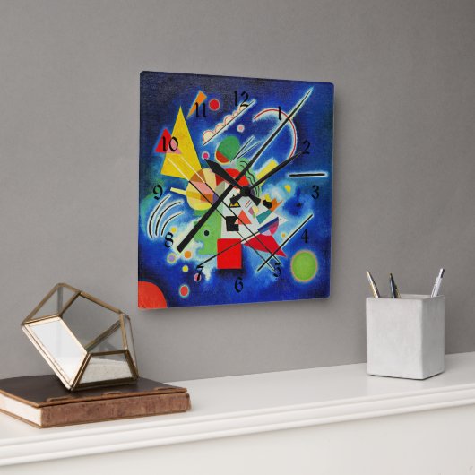Kandinsky - Blaue Malerei Quadratische Wanduhr (Büro)
