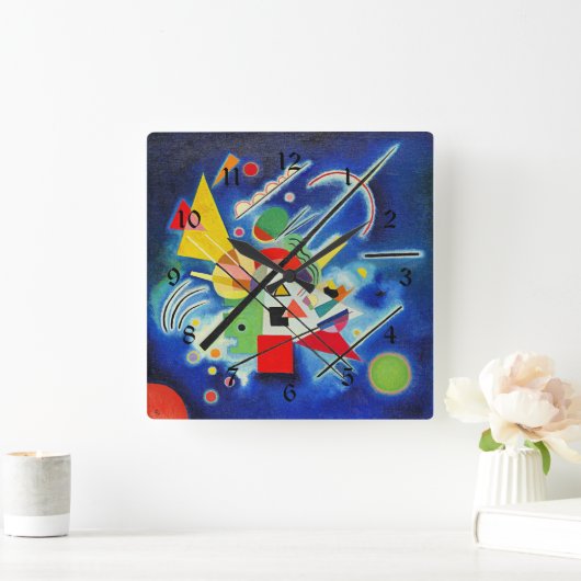 Kandinsky - Blaue Malerei Quadratische Wanduhr (Zuhause)