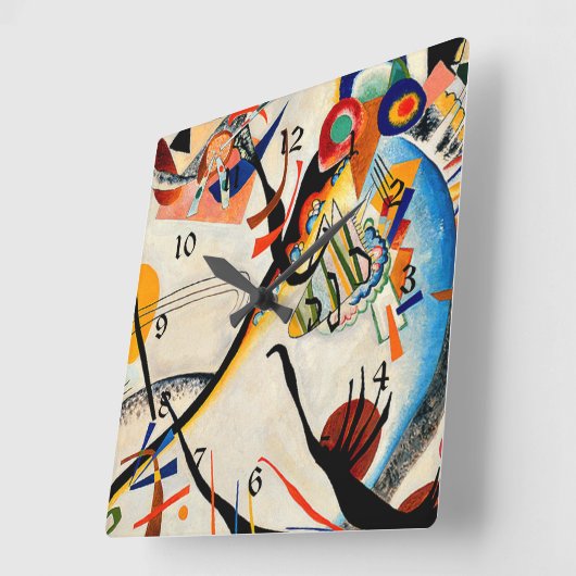 Kandinsky - Blaues Segment Quadratische Wanduhr (Winkel)