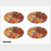 Kandinsky Brown Yellow Red Blue Ovaler Aufkleber (Blatt)