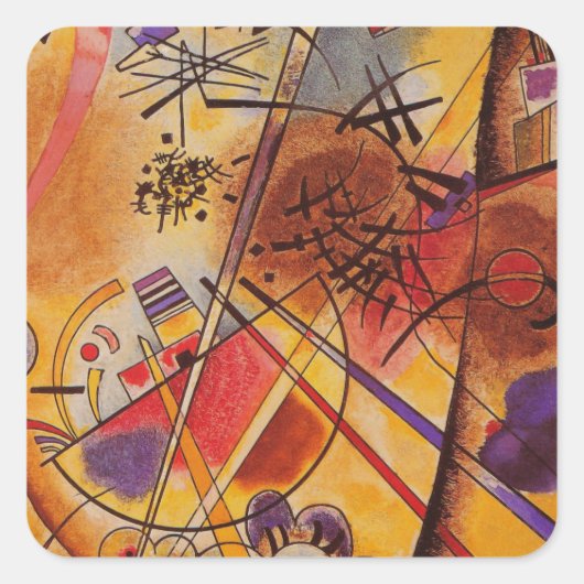 Kandinsky Brown Yellow Red Blue Quadratischer Aufkleber (Vorderseite)
