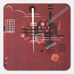 Kandinsky - Dull Red Quadratischer Aufkleber