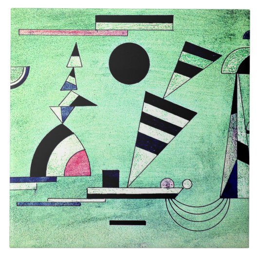 Kandinsky - Eingetaucht in grüne, beliebte Kunstwe Fliese (Vorderseite)