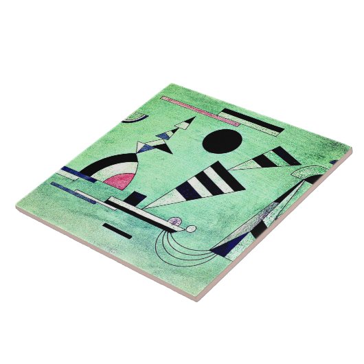 Kandinsky - Eingetaucht in grüne, beliebte Kunstwe Fliese (Seite)