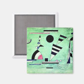Kandinsky - Eingetaucht in grüne, beliebte Kunstwe Magnet (Vorderseite/Rückseite)