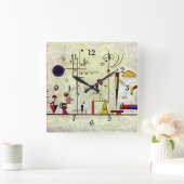 Kandinsky - Ernsthafter Spaß, abstrakte Kunst Quadratische Wanduhr (Zuhause)