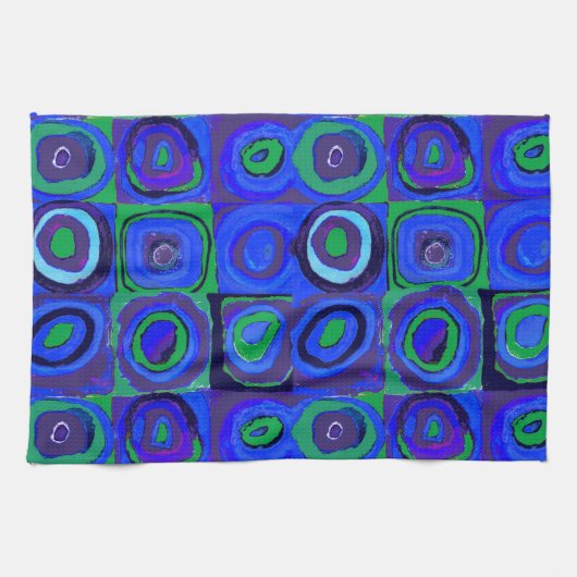 Kandinsky Farbstudie Blaue Quadrate Kreis Geschirrtuch (Horizontal)