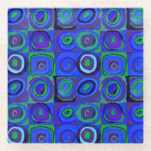 Kandinsky Farbstudie Blaue Quadrate Kreis Glasuntersetzer