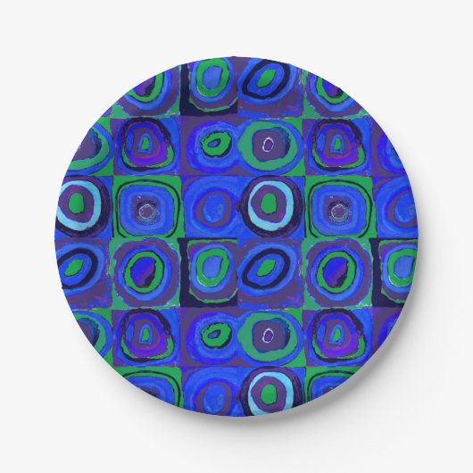 Kandinsky Farbstudie Blaue Quadrate Kreis Pappteller (Vorderseite)