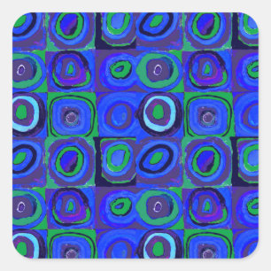 Kandinsky Farbstudie Blaue Quadrate Kreis Quadratischer Aufkleber