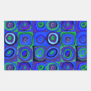 Kandinsky Farbstudie Blaue Quadrate Kreis  Rechteckiger Aufkleber