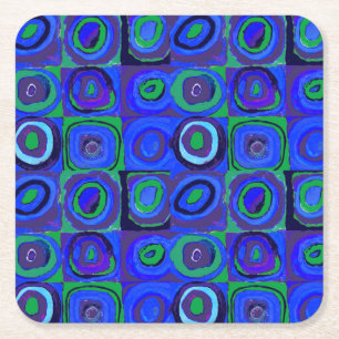 Kandinsky Farbstudie Blaue Quadrate Kreis Rechteckiger Pappuntersetzer