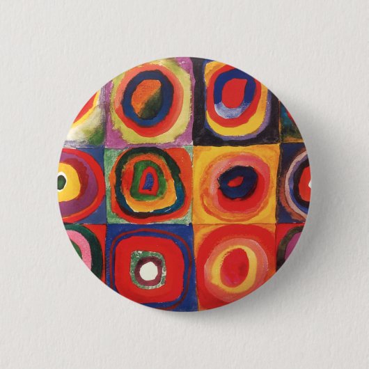 Kandinsky Farbstudie Quadrate Quadrate Kreise Kuns Button (Vorderseite)