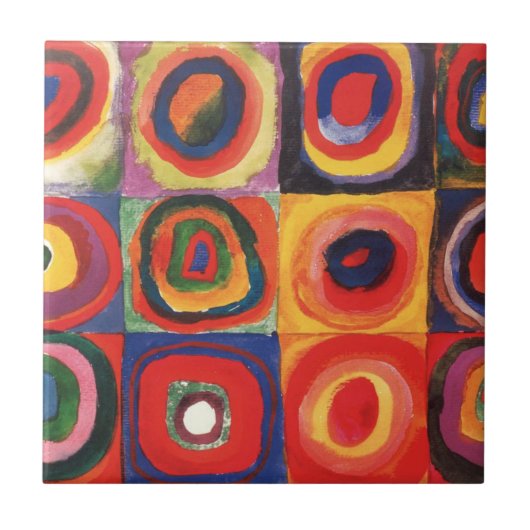 Kandinsky Farbstudie Quadrate Quadrate Kreise Kuns Fliese (Vorderseite)