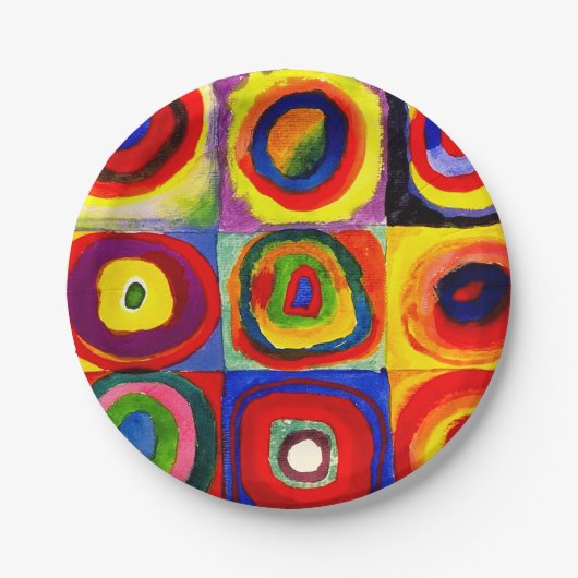 Kandinsky Farbstudie Quadrate Quadrate Kreise Kuns Pappteller (Vorderseite)