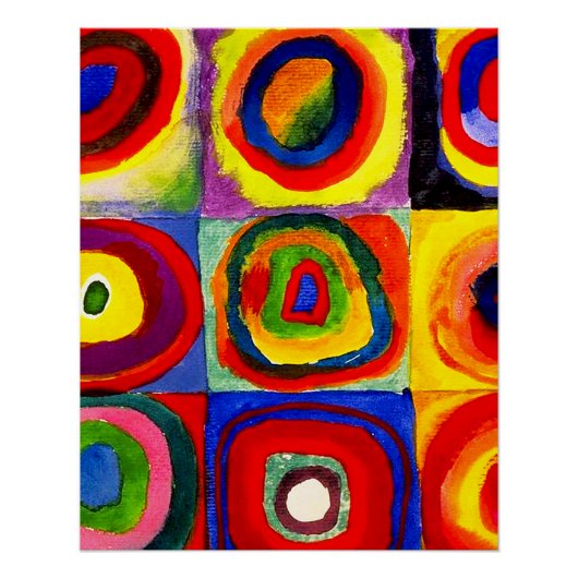 Kandinsky Farbstudie Quadrate Quadrate Kreise Kuns Poster (Vorderseite)