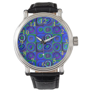 Kandinsky Farbstudien Blue Quadrate Square Circle Armbanduhr