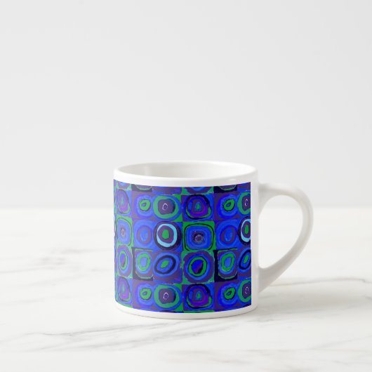 Kandinsky Farbstudien Blue Quadrate Square Circle Espressotasse (Rechts)