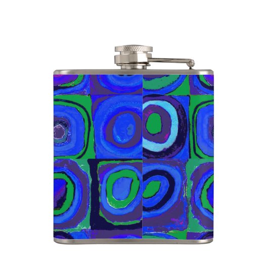 Kandinsky Farbstudien Blue Quadrate Square Circle Flachmann (Rückseite)