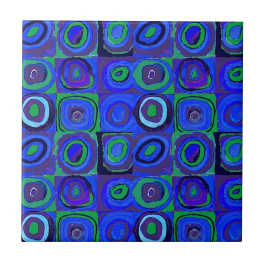 Kandinsky Farbstudien Blue Quadrate Square Circle Fliese (Vorderseite)