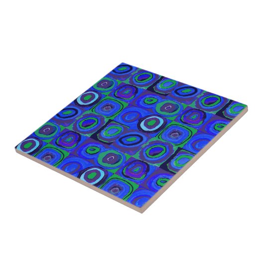 Kandinsky Farbstudien Blue Quadrate Square Circle Fliese (Seite)