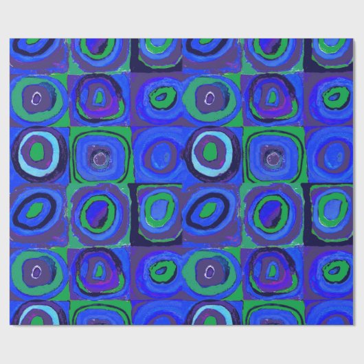 Kandinsky Farbstudien Blue Quadrate Square Circle Geschenkpapier (Flach)