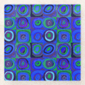 Kandinsky Farbstudien Blue Quadrate Square Circle Glasuntersetzer (Vorderseite)