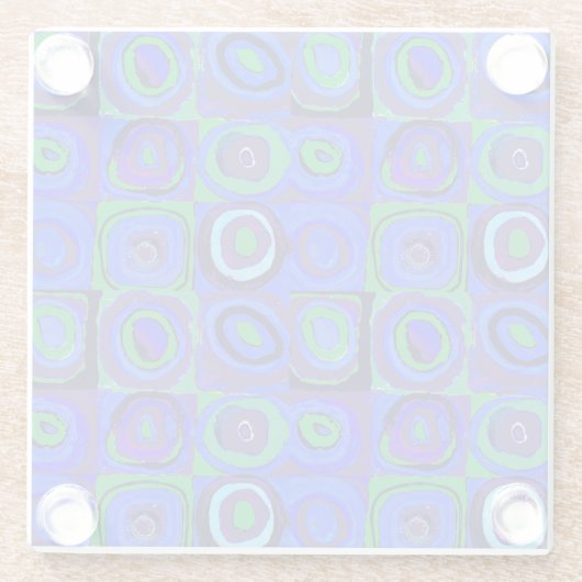 Kandinsky Farbstudien Blue Quadrate Square Circle Glasuntersetzer (Rückseite)