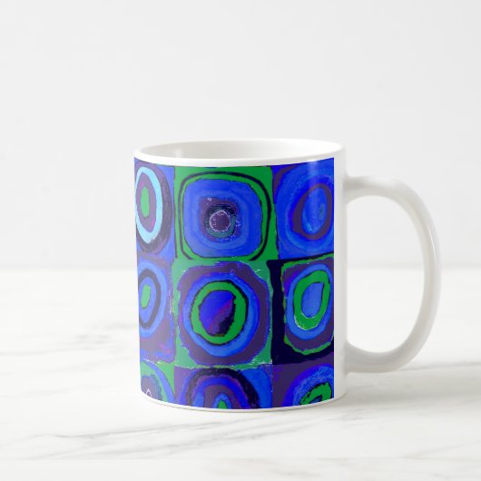 Kandinsky Farbstudien Blue Quadrate Square Circle Kaffeetasse (Rechts)