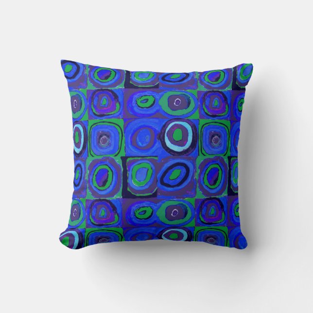 Kandinsky Farbstudien Blue Quadrate Square Circle Kissen (Vorderseite)