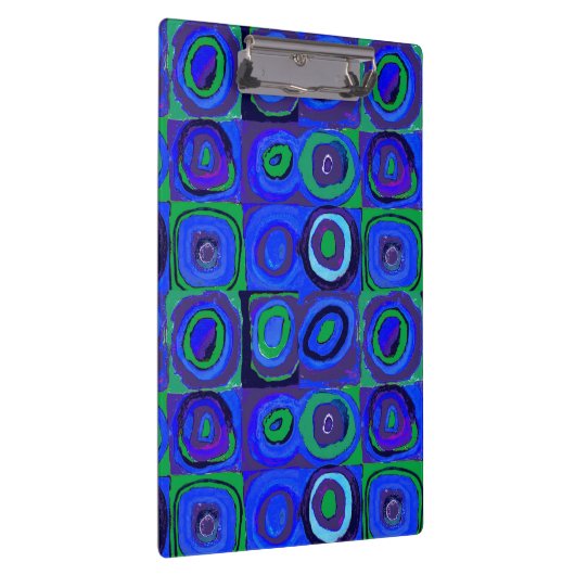 Kandinsky Farbstudien Blue Quadrate Square Circle Klemmbrett (Rechts)