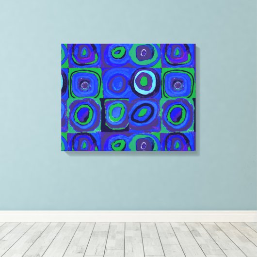 Kandinsky Farbstudien Blue Quadrate Square Circle Leinwanddruck (Insitu (Holzboden))