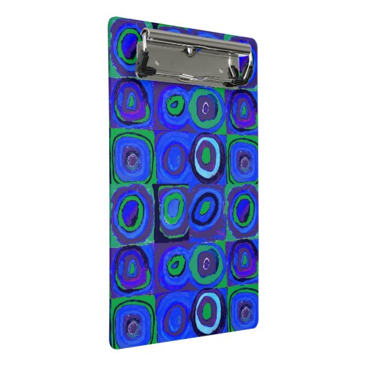 Kandinsky Farbstudien Blue Quadrate Square Circle Mini Klemmbrett (Schrägansicht)