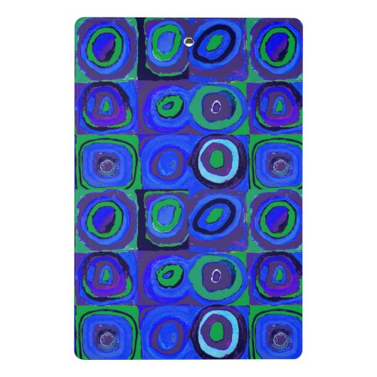 Kandinsky Farbstudien Blue Quadrate Square Circle Mini Klemmbrett (Rückseite)
