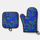 Kandinsky Farbstudien Blue Quadrate Square Circle Ofenhandschuh & Topflappen-Set (Vorderseite)