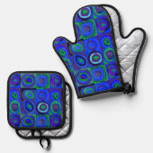 Kandinsky Farbstudien Blue Quadrate Square Circle Ofenhandschuh & Topflappen-Set (Vorderseite/Rückseite)