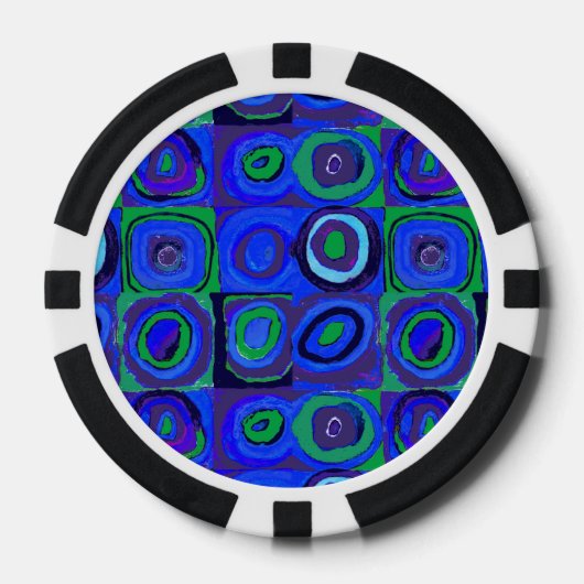 Kandinsky Farbstudien Blue Quadrate Square Circle Pokerchips (Vorderseite)