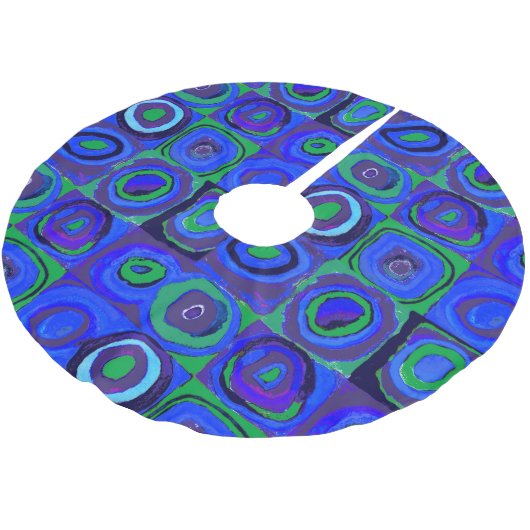 Kandinsky Farbstudien Blue Quadrate Square Circle Polyester Weihnachtsbaumdecke (Schrägansicht)