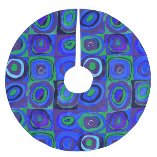 Kandinsky Farbstudien Blue Quadrate Square Circle Polyester Weihnachtsbaumdecke
