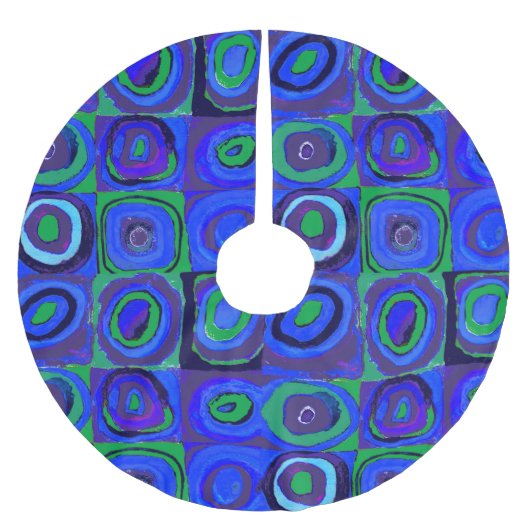 Kandinsky Farbstudien Blue Quadrate Square Circle Polyester Weihnachtsbaumdecke (Vorderseite)
