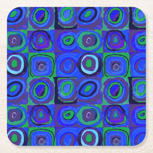 Kandinsky Farbstudien Blue Quadrate Square Circle Rechteckiger Pappuntersetzer (Vorderseite)