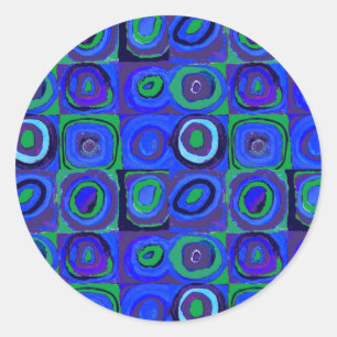 Kandinsky Farbstudien Blue Quadrate Square Circle Runder Aufkleber