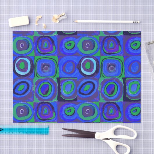 Kandinsky Farbstudien Blue Quadrate Square Circle Seidenpapier (Handwerk)