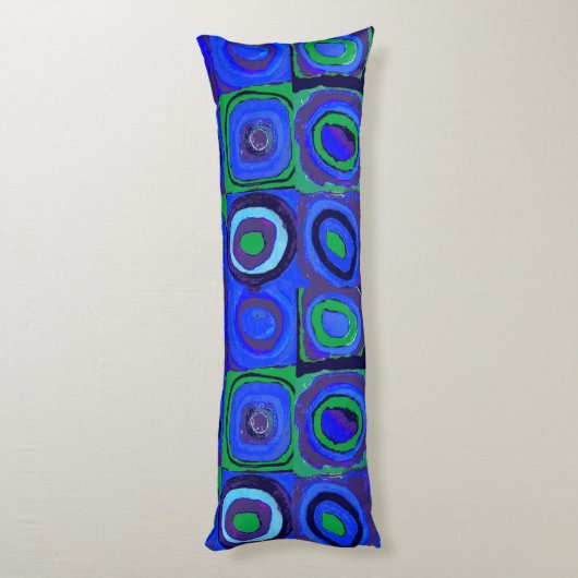 Kandinsky Farbstudien Blue Quadrate Square Circle Seitenschläferkissen (Rückseite (Vertikal))