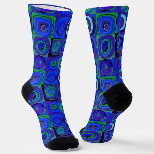 Kandinsky Farbstudien Blue Quadrate Square Circle Socken (Gewinkelt)