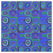 Kandinsky Farbstudien Blue Quadrate Square Circle Stoff (Nahaufnahme)