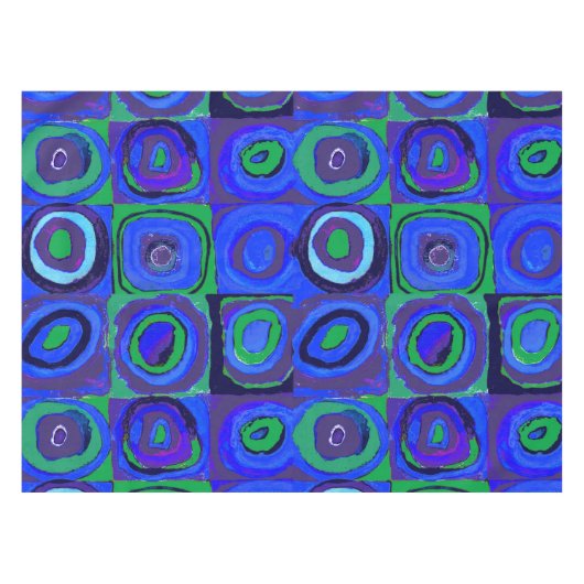 Kandinsky Farbstudien Blue Quadrate Square Circle Tischdecke (Vorderseite (Horizontal))