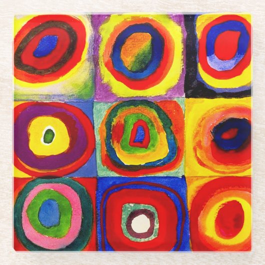 Kandinsky Farbstudien Quadrate Quadrate Quadrate Z Glasuntersetzer (Vorderseite)
