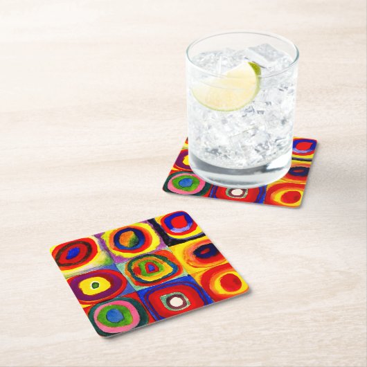 Kandinsky Farbstudien Quadrate Quadrate Quadrate Z Rechteckiger Pappuntersetzer (Vor Ort)