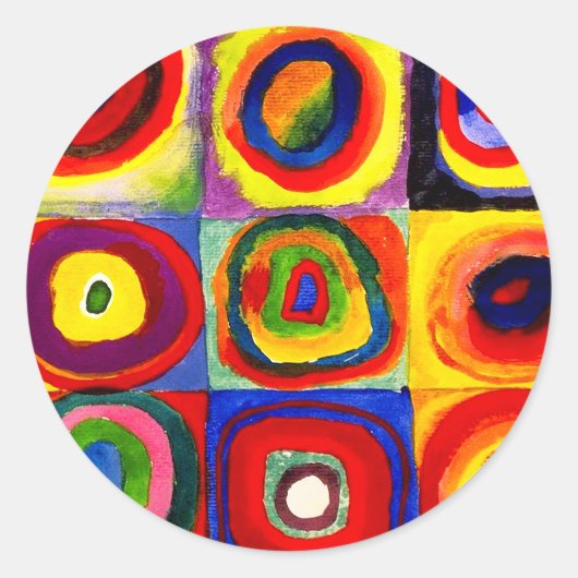 Kandinsky Farbstudien Quadrate Quadrate Quadrate Z Runder Aufkleber (Vorderseite)
